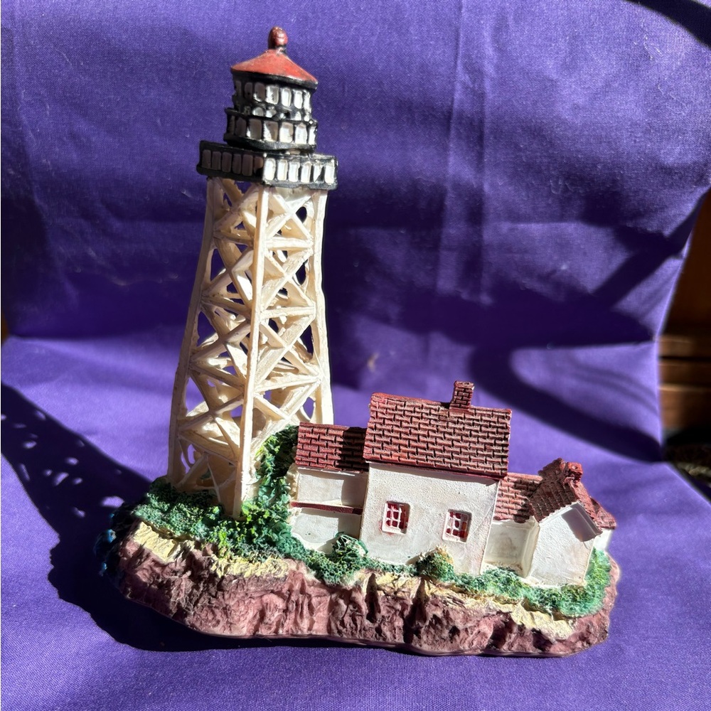 Lighthouse Figurine with House - Cream and Brown